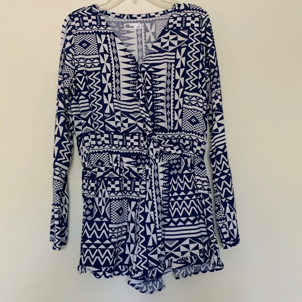 Epic Threads Geometric Aztec Long Sleeve Romper